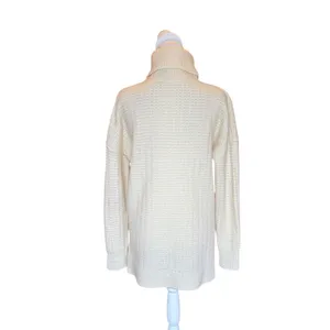 Theory Wool Oversized Turtleneck Tunic Sweater Womens Small Ivory Chunky Knit thumbnail 2