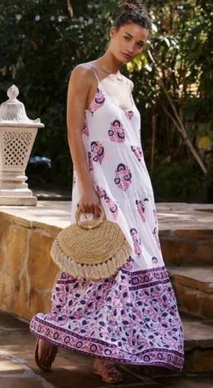 Roller Rabbit Dakota Sanu Floral Maxi Dress Size Medium thumbnail 1