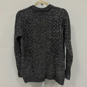 Theory Women's Cotton Wool Blend Cable‎ Knit Crewneck Chunky Sweater Charcoal Sm thumbnail 2