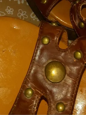 Qupid 6.5 Y2K Clogs Wooden Retro Braded Strap Sandals in Cognac thumbnail 3
