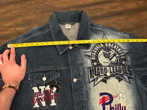 Negro League Baseball Museum Denim Blue Jean Jacket Mens 3XL XXXL Team Logo thumbnail 8