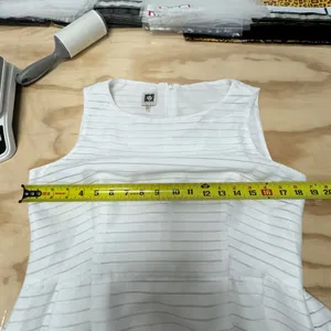 Anne Klein White Horizontal Stripe Sleeveless Fit and Flare Belted Dress Size 10 thumbnail 11