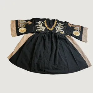Easel Los Angeles Black Embroidered Cotton Babydoll Tunic Dress ED23074 Medium thumbnail 11