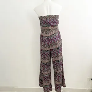 Retro Palazzo Wide Leg Jumpsuit Romper Purple LARGE Bohemian Tribal Tube Y2K thumbnail 5