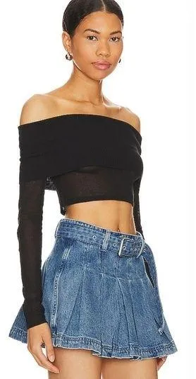 Superdown Camille Off Shoulder Top in Black thumbnail 1