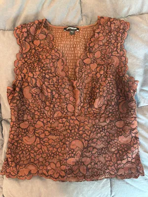 Express Chocolate Brown Lace  Top S thumbnail 1