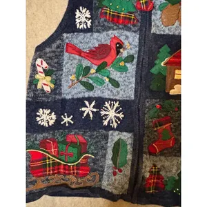 Vintage Heirloom Collectibles Christmas Sweater Vest M Patchwork Grandma Novelty thumbnail 6