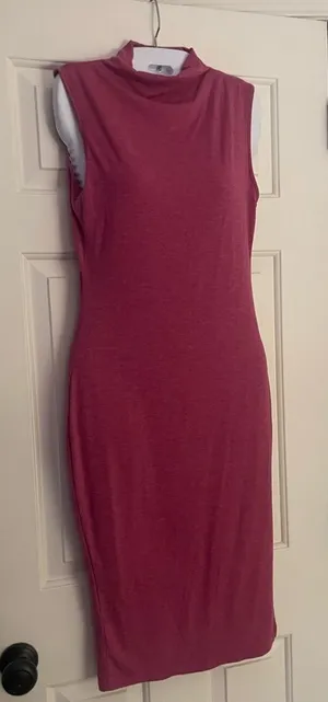 🩷 3/$18 mock neck Sleeveless Pink Midi Dress mauve pink thumbnail 1
