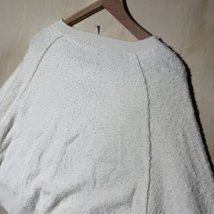 Free People Cream Knit Sweater XS Balloon Sleeve Boho Cozy Pullover Ivory Top thumbnail 7