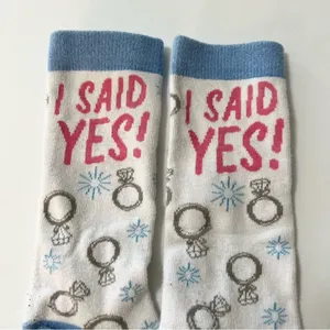 Womens I Said Yes Socks White and Blue Engagement Wedding Bride Gift thumbnail 5