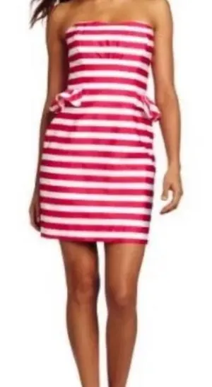 Lilly Pulitzer Pink and White Striped Strapless Mini Dress thumbnail 1