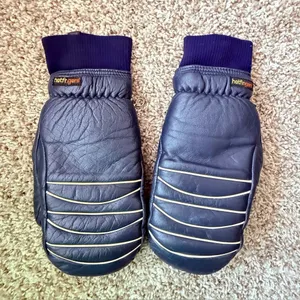 Hotfingers Faux Leather Mittens 3M Thinsulate Large Blue Ski Hiking Winter thumbnail 1