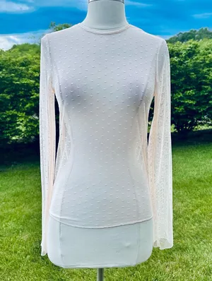 Forever 21 off white sheer lace polka dot top thumbnail 2