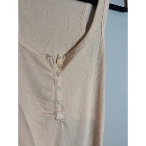 Aerie peach ribbed henley tank thumbnail 3