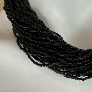Black Twisted Woven Seed Bead Necklace Goth Whimsigoth Witchy thumbnail 2
