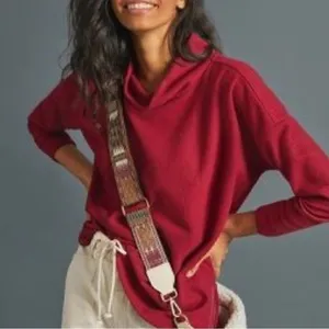 Anthropologie Raspberry Red Theresa Tunic Top Sweater Women’s XS thumbnail 1