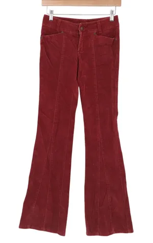 Frenchi Womens Burgundy Red Corduroy Flare Leg Seam Detail Pants Size 0 thumbnail 1