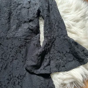 LULU’S Favorite Flair Black Lace Flounce Sleeve Dress thumbnail 4