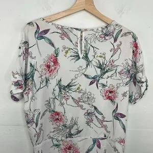 Buffalo David Bitton Top Womens White Floral Print Front Tie Blouse Small thumbnail 9
