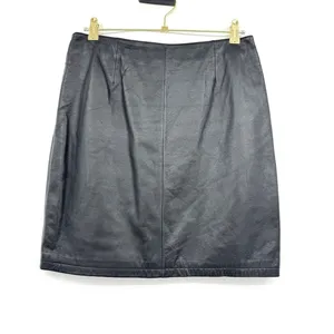 VTG 80’s Wilsons Leather Mini Skirt Womens 12 Black Goth Grunge Moto Punk Biker thumbnail 2