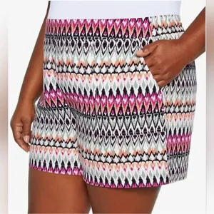 NEW Wildfox Lightweight Pull-On Shorts Aztec Print Women’s 2XL XXL thumbnail 1