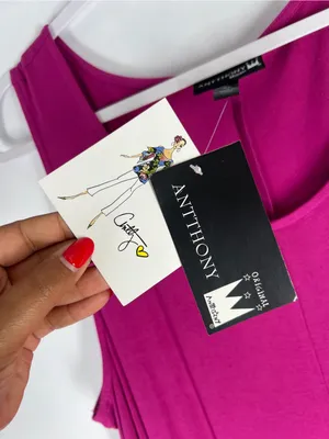 ANTTHONY Original Magenta Draped Handkerchief Hem Sleeveless‎ Maxi Dress XL NWT thumbnail 4