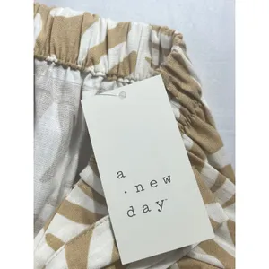 A New Day Leaf Print Tie Mini A-Line Skirt Women M Tan White Tropical Resortwear thumbnail 5