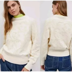 Anthropologie Nina Velvet‎ Sweater Ivory Scrolls Women's Size XL thumbnail 6