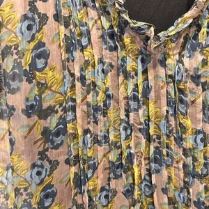 Natural Life Floral Sheer Romantic Boho Dress with Slip‎ Lining Small Blue Brown thumbnail 2