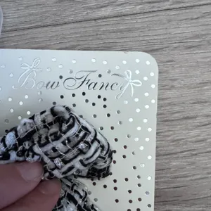 Bow Fancy‎ Danbar Black White Tweed Hair Clip with Faux Pearl Bow Accent NIP thumbnail 4