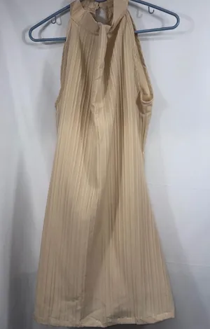 Women’s Beige Textured Halter Neck Midi Dress Size M thumbnail 1