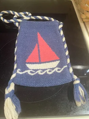 Handmade Sailboat Themed Fabric(Rayon/Cotton)Shoulderbag Made in Greece Rare thumbnail 10