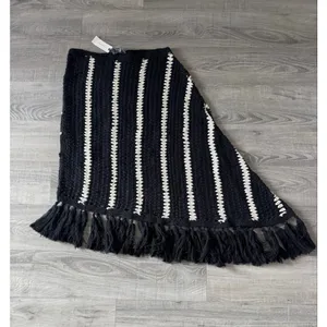 Anthropologie Black and White Crochet One Shoulder Poncho NWT Boho Grannycore thumbnail 5