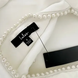 Lulus Luminous Aesthetic White Pearl Bow Long Sleeve Romper Wedding Bridal S NWT thumbnail 7