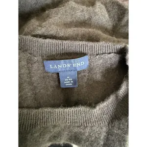 Cashmere Sweater 100% Brown Quiet Luxury Crewneck Lands' End Medium thumbnail 3