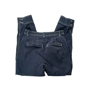 Anthropologie Maeve Women’s Contrast Stitch Navy Blue Tapered Cropped Pants Sz 4 thumbnail 6