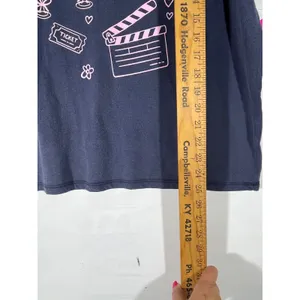 Way to Celebrate Romcom Behavior Graphic Tee Women M‎ Navy Pink Oversized Love thumbnail 3