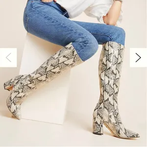 Sam Edelman Snake Print Hai Boots, Beige Black Size 7.5 thumbnail 1
