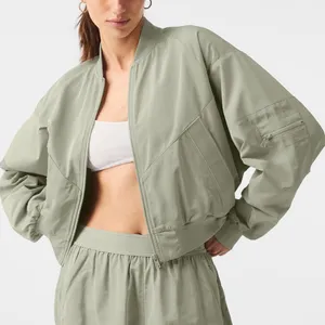 ALO Mixed Media Reinvention Bomber Jacket Limestone Green thumbnail 1
