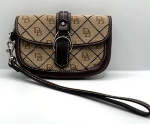 DOONEY & BOURKE Brown and Khaki Signature Canvas Wristlet thumbnail 1
