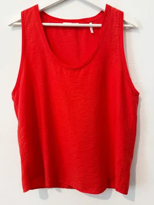 Bldwn‎ Alma Top Size Large Red Blood Moon Scoop Neck Tank Quiet Luxury Capsule thumbnail 1
