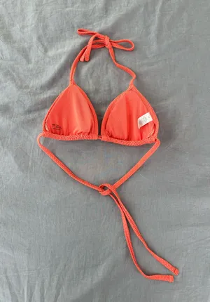 Aerie Neon Orange Triangle bikini top thumbnail 3