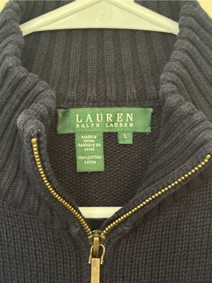 Lauren Ralph Lauren Navy Cotton Full Zip Military‎ Sweater Jacket L thumbnail 2