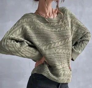 NEW Women Cable Knit Batwing Sweater thumbnail 1