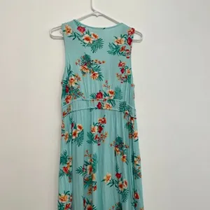 OLIVE & OAK LULUS Sleeveless Floral Maxi Dress Aqua Blue Pink Tropical Hawaiian thumbnail 14