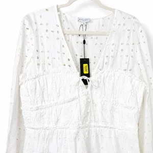 NEW Gianni Bini Katrina White Eyelet Embroidered Long Sleeve Mini Sundress Large thumbnail 4