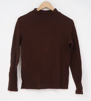 White Stag Womens Mock Neck Long Sleeve Top Warm Fudge Brown Cotton thumbnail 1