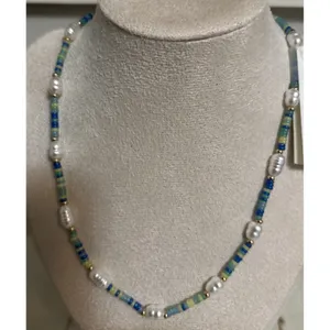 J CREW Iridescent Multi Green‎ Seed Pearl Beads Short Necklace NWT new 💗963 thumbnail 5