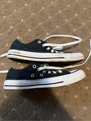 Converse Women’s Black & White Low Top Sneakers with Patterned Tongue thumbnail 9