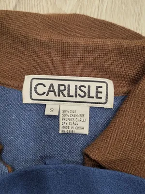 Carlisle Silk Cashmere Button-Up Top Wool Pants & Leather Belt Set Blue & Brown thumbnail 2